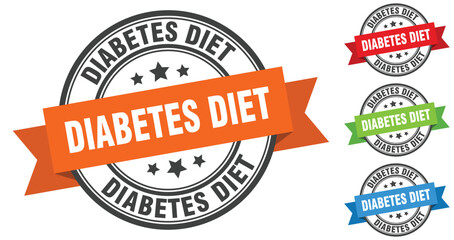 diabetes diet stamp. round band sign set. label
