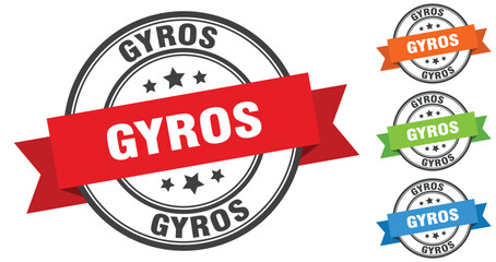 gyros stamp. round band sign set. label
