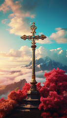Obraz premium cross on the sky