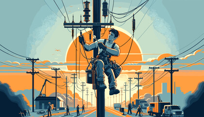 Construction site related concept vector illustration