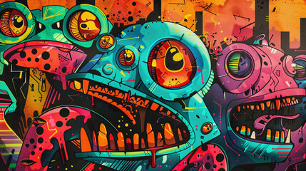 Vibrant Graffiti Monsters
