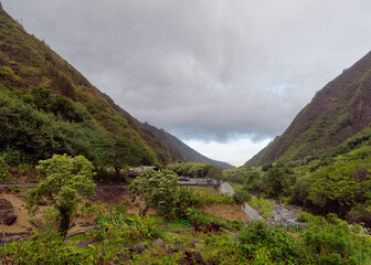 Landscape view of the beautiful Iao Valley State Monument on the island of  Maui, Hawaii, USA