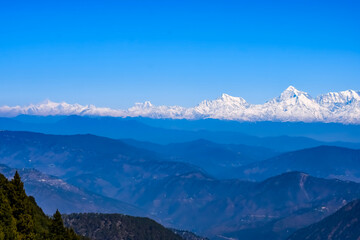 Very high peak of Nainital, India, the mountain range which is visible in this picture is Himalayan Range, Beauty of mountain at Nainital in Uttarakhand, India