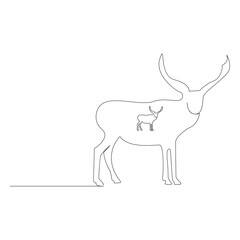 Deer one line art drawing minimalist design vector and illustration