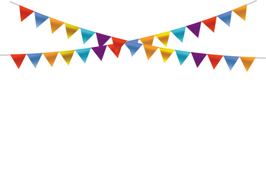 Carnival garlands with colorful birthay party flags festive template