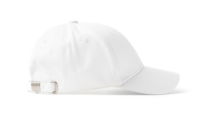 White Baseball Cap on White Background