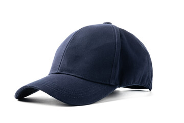 Navy Blue Baseball Cap on a White Background With Clear Lighting