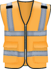 Yellow reflective vest safety jacket protective clothes realistic vector illustration