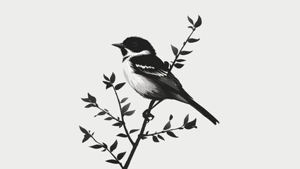 Vector Bird Silhouette in Shades of Ink
