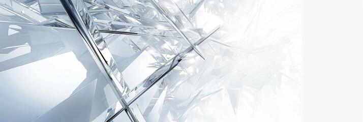 Shattered Glass Crystals Fractal Reflections on White Background