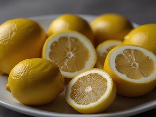 Fresh lemon slices on a white plate
