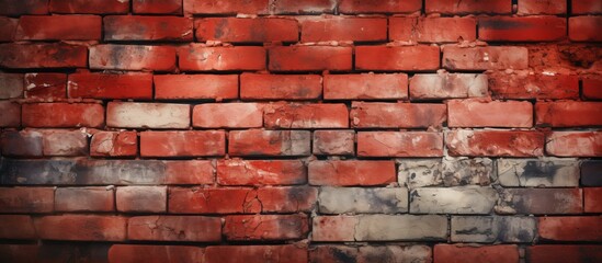 Red brick stands out in the center of a brick wall made of individual red bricks forming a solid structure
