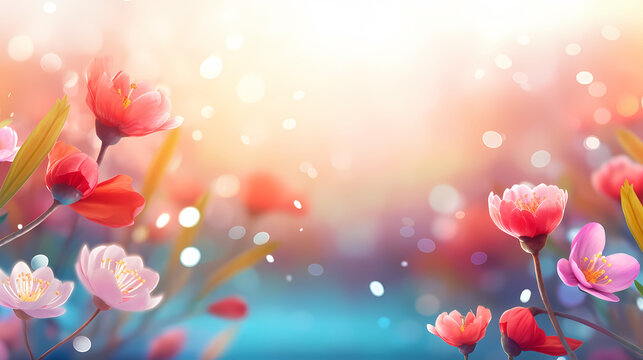 spring background blur holiday wallpaper with flowers
