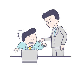 肩をたたく人　ギクッとする人