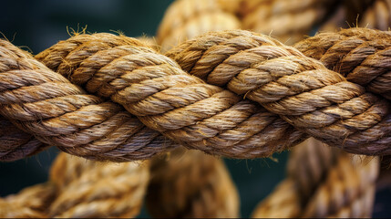 A detailed view of a rope hanging very close to the ground