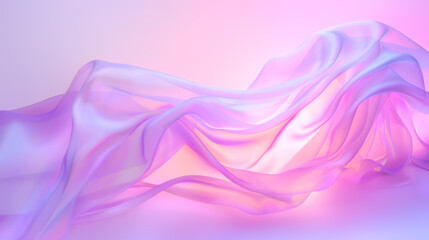 Ethereal fabric waves in a dance of iridescent lilac and soft pink hues, capturing the essence of grace and lightness, perfect for backdrops, fashion, and elegant product displays