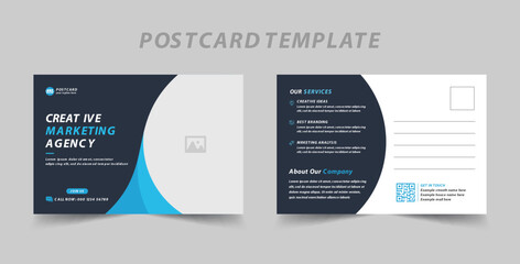 Corporate business or marketing agency postcard template. Simple and clean modern minimal postcard template, 