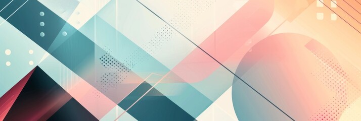 Vibrant Geometric Gradient Composition with Overlapping Shapes and Lines for Modern Abstract Background or Digital Artwork Design