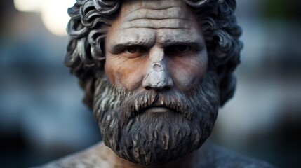 a statue of a man with a beard - obrazy, fototapety, plakaty