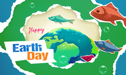 Horizontal collage illustration of Earth Day celebration