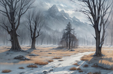 winter landscape with trees