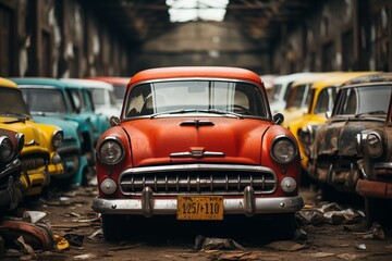 car is waiting for sale in a used car shop background