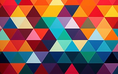 Fototapeta na wymiar Geometric triangles in vivid color variation