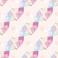 China Fans and Flowers Seamless Background for Textile.