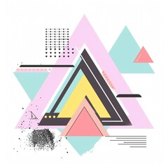 Abstrakte Illustration von verschiedenen Geometrischen Formen und Mustern überwiegend Dreiecke in Pastellfarben 