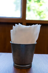 White tissue paper in th on table of restaurant.