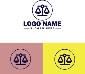 Justice scales law firm weight judgment logo icon vector for business app silhouette logo template