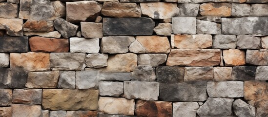 Obraz premium A close-up view of a textured stone wall with a red fire hydrant in front of it