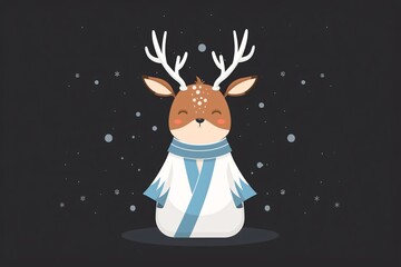 a cartoon of a deer wearing a scarf and a blue scarf