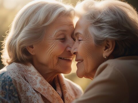 embrace the warmth of family love in this heartwarming image of a mother and grandmother, bathed in soft light amid cherished memories. Perfect for capturing generations of love.