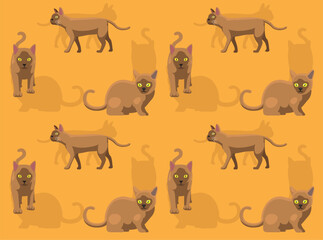 Cat Bombay Brown Coat Cartoon Cute Seamless Wallpaper Background