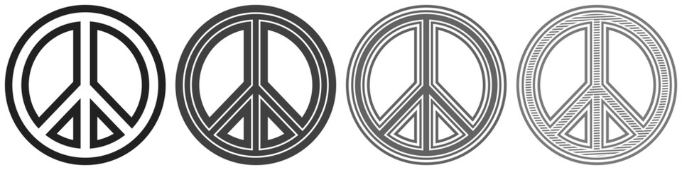 Set metallic international peace symbol vector illustration