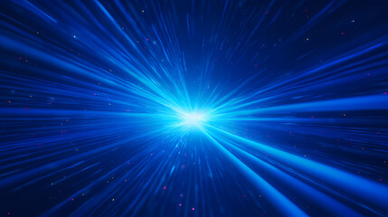 Fototapeta premium Blue dot line radial convergence technology spatial sense speed sense background