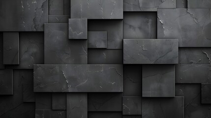 3D Geometric Gradient Shapes Banner in Anthracite and Gray: Professional Concrete Texture Pattern for Business and Website Design