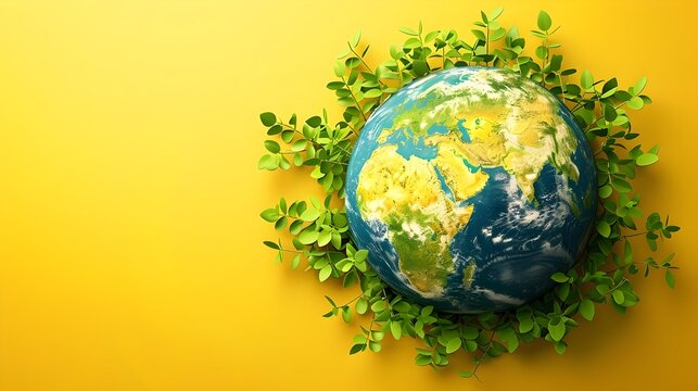 Earth Day Concept - of a Vibrant Globe Emphasizing Environmental Protection and Eco Care