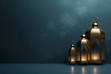 Eid mubarak and ramadan kareem greetings with islamic lantern and mosque. Eid al fitr background