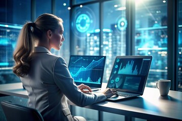 Big main database concept dashboard user admin panel, graphical user interface control room.