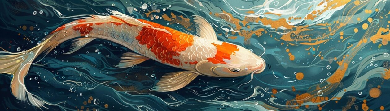koi, cutenurse, Parables, halo,Flooding the world , illustration