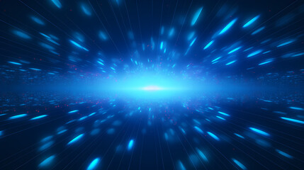 Fototapeta premium Blue dot line radial convergence technology spatial sense speed sense background
