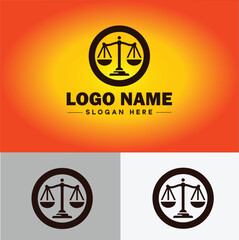 Justice scales law firm weight judgment logo icon vector for business app silhouette logo template