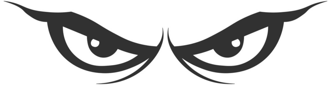 black silhouette of an evil look without background