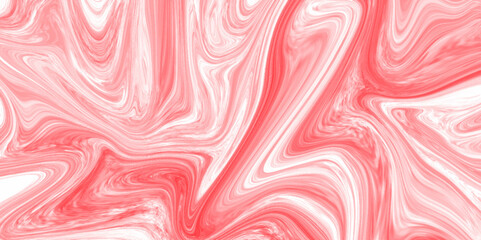 Red and white paint pink acrylic pour color liquid marble abstract surface design. Modern design vector beautiful red white acrylic marble texture background pattern. Red swirl liquid background - obrazy, fototapety, plakaty