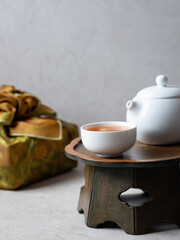 Traditional tea in porcelain cup