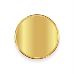 Realistic round shiny blank gold award badge vector illustration  - 776928554