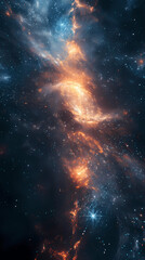 Fototapeta na wymiar Space background for mobile phone; Universe with stars and cosmic dust, Sky full of beautiful cosmos clouds; Wallpaper