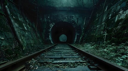 Haunting Passage through the Abandoned Train Tunnel's Mysterious Depths